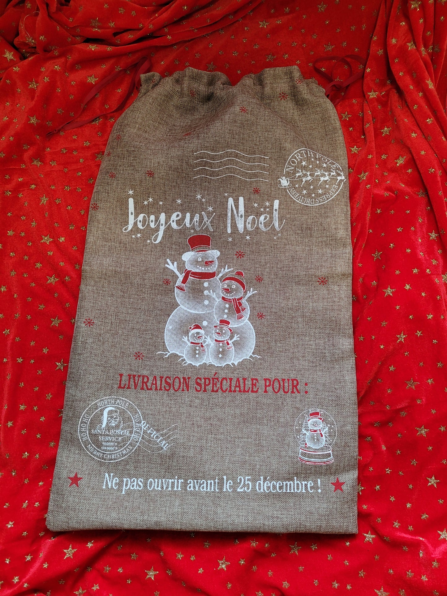 NPSN5 Grand sac toile de jute Noël