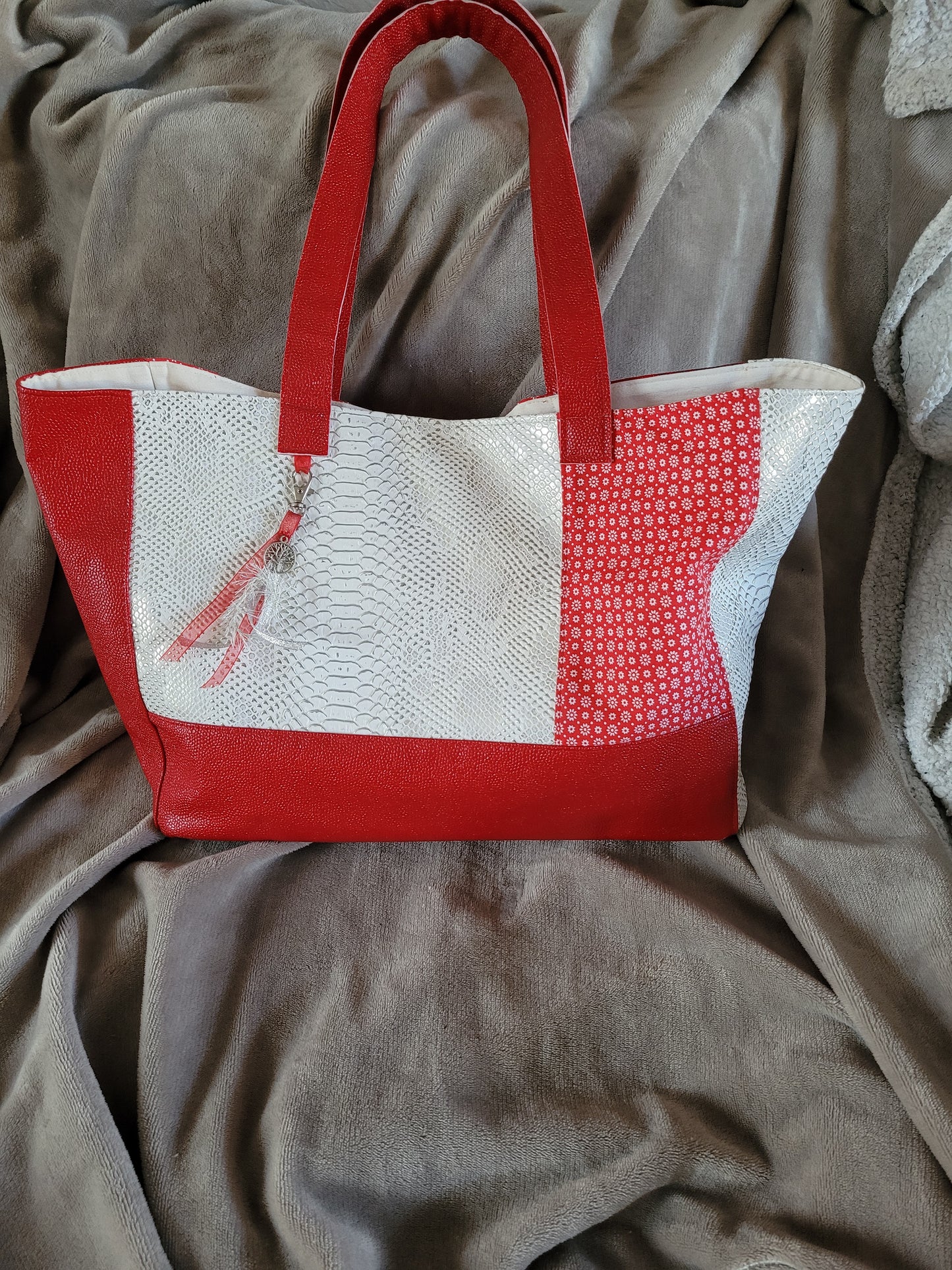 S5 SOLDE Sac écrue et rouge