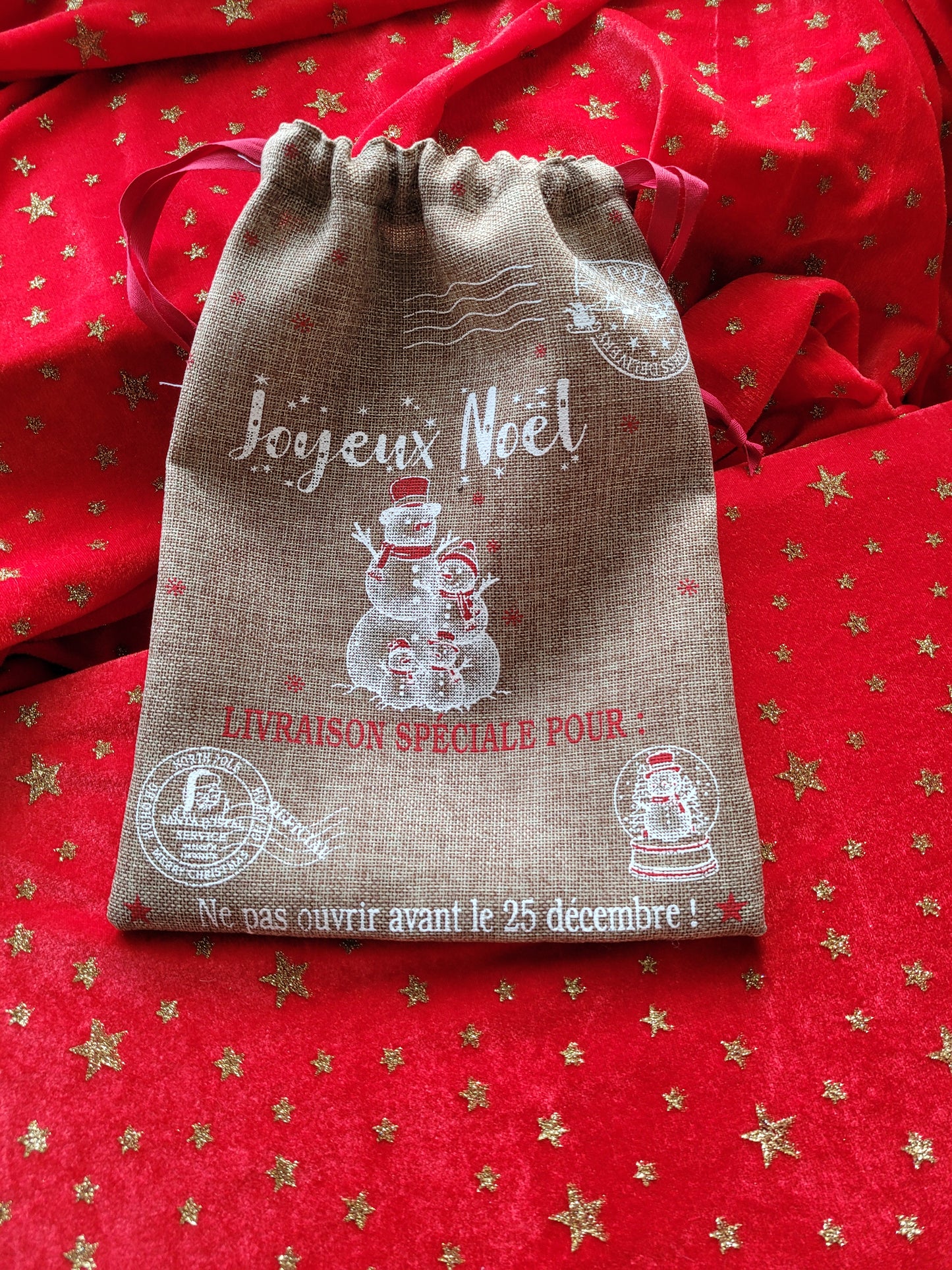 NPSN1 Petit sac toile de jute Noël