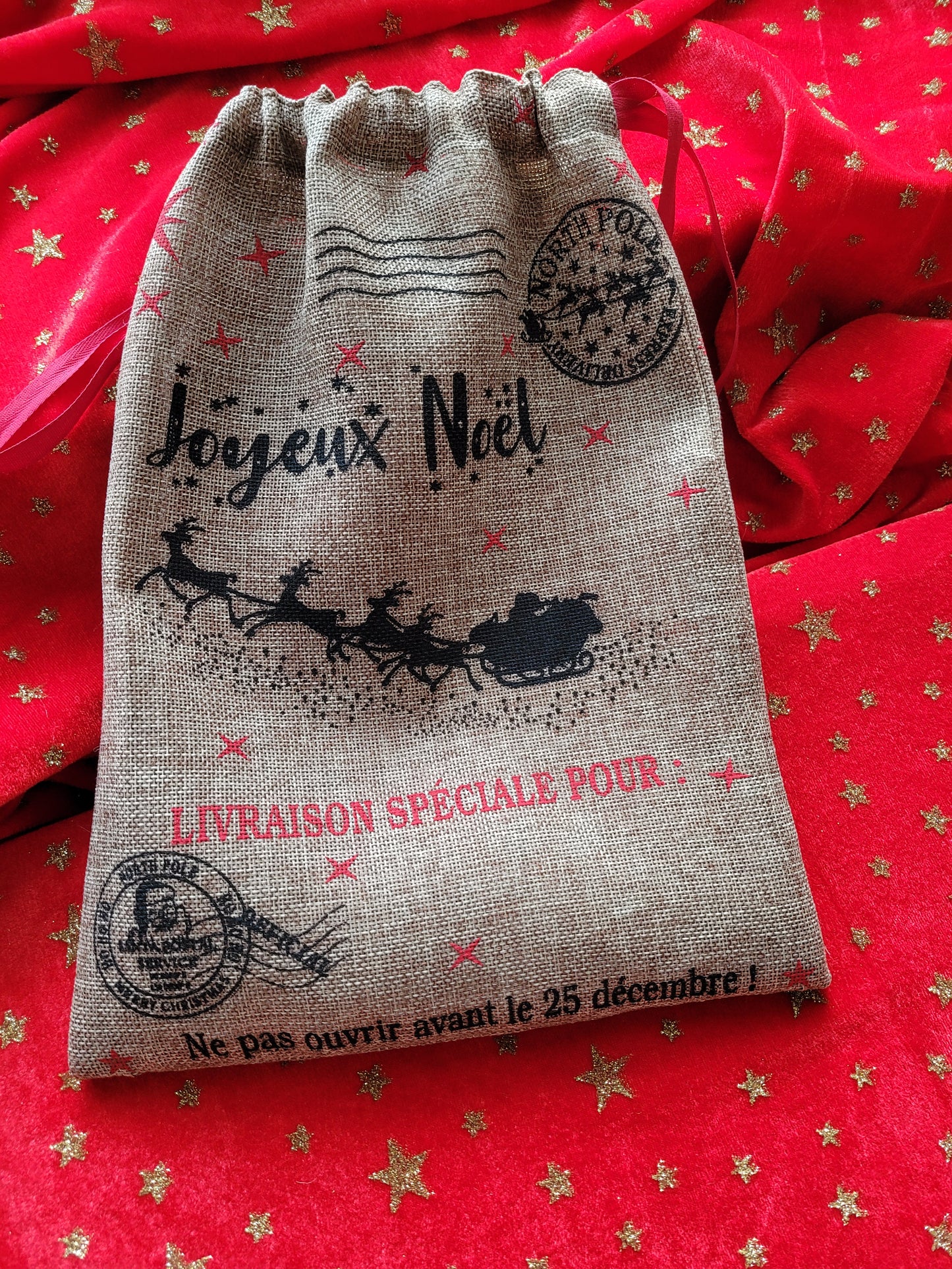 NPSN1 Petit sac toile de jute Noël
