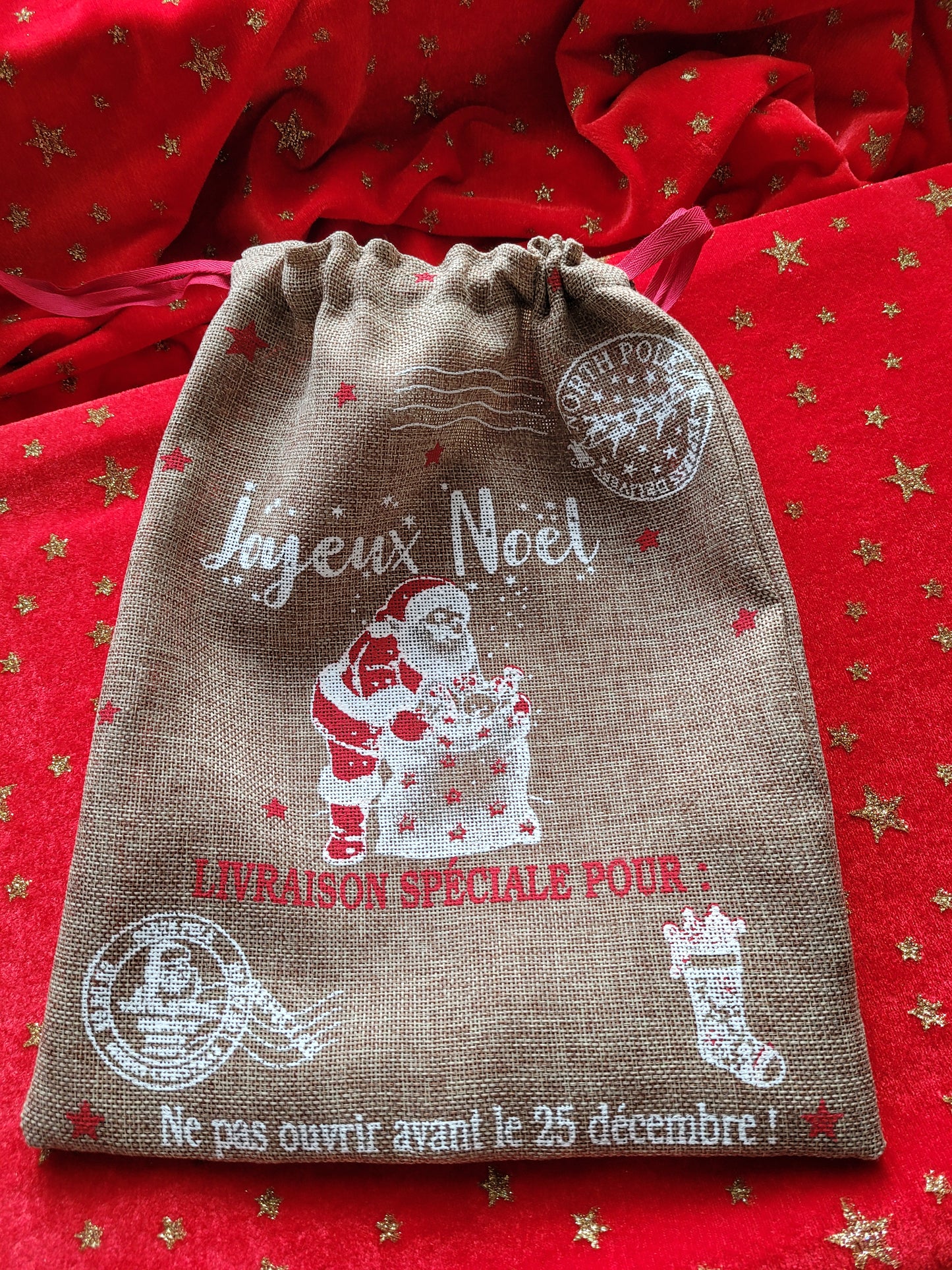 NPSN3 Petit sac toile de jute Noël