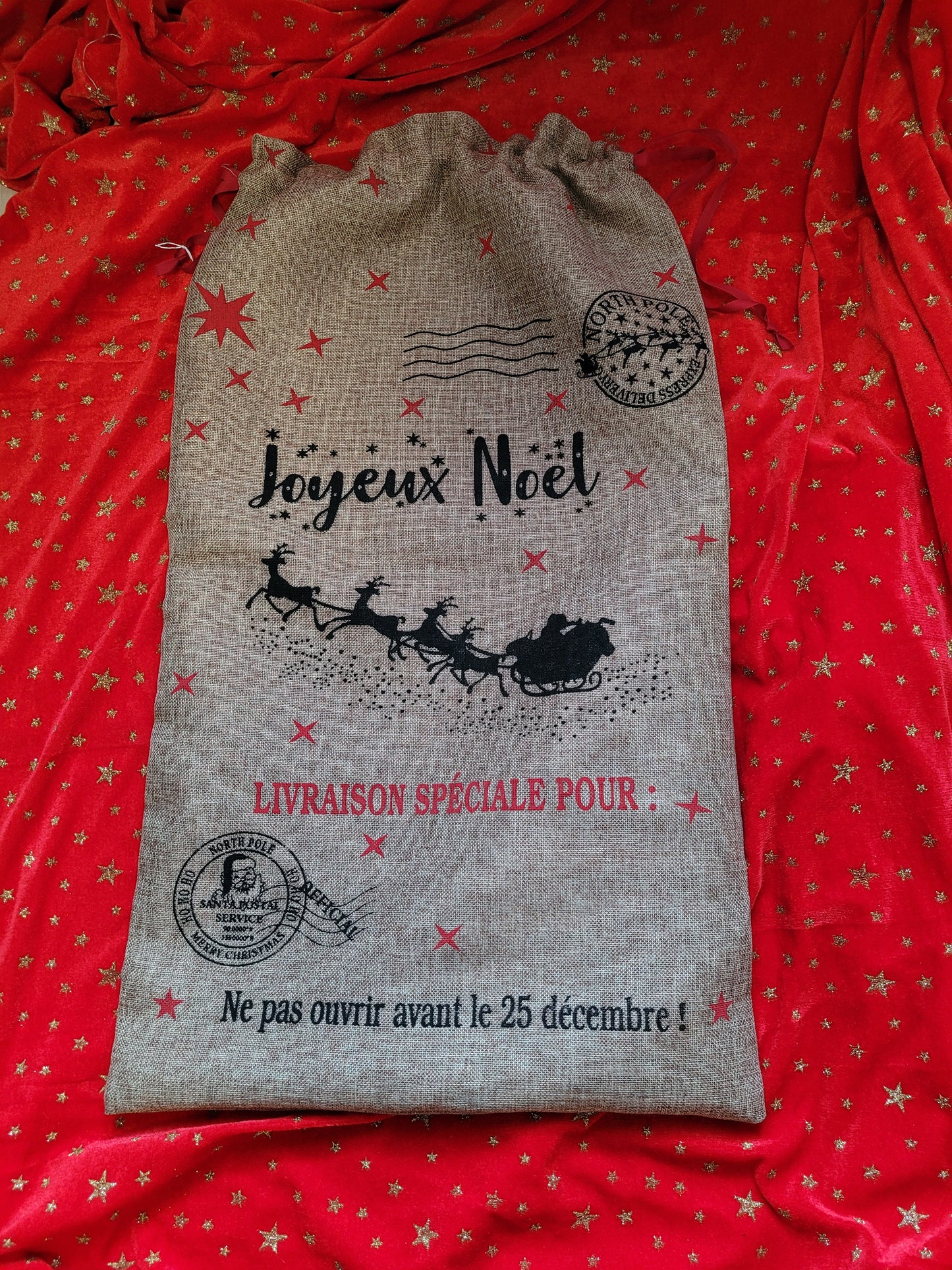 NPSN6 Grand sac toile de jute Noël