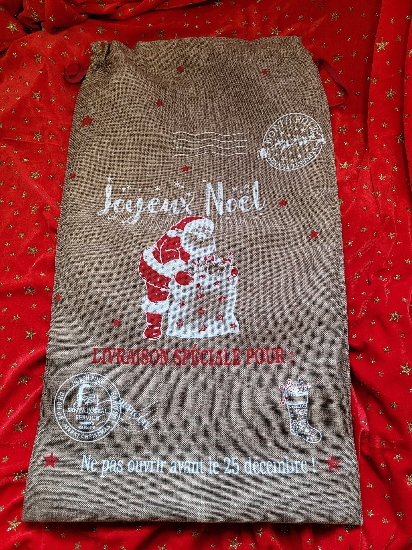 NPSN6 Grand sac toile de jute Noël